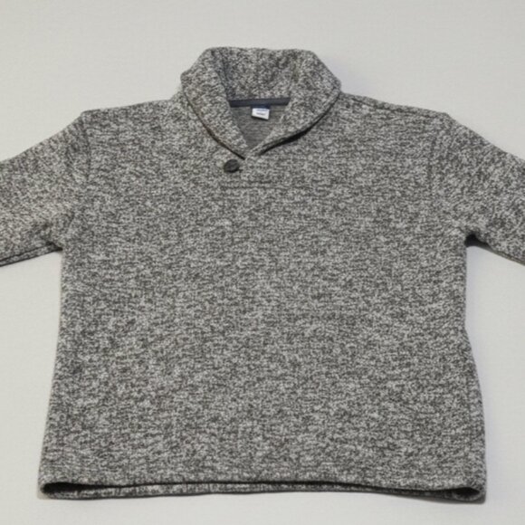 🏷️ Old Navy Youth L (10-12) Gray Heathered Shawl Collar Fleece Pullover Sweater - Picture 2 of 8
